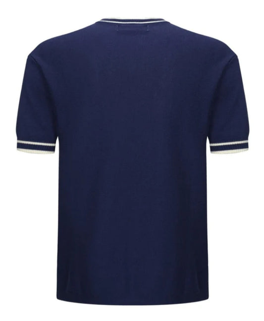 Men's Navy Blue Yacht Stripe Short Sleeve Knit Shirt