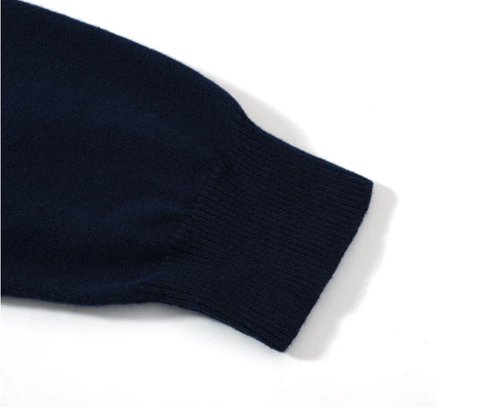 Women's Navy Blue Striped Knit Long Sleeve T Shirt