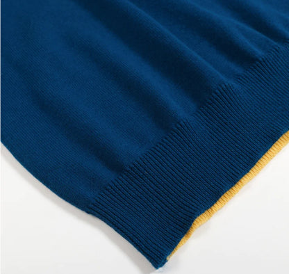 Men's Blue & yellow Long sleeve knit shirt